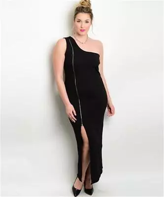 NEW..Stylish Elegant Plus Size Black One Shoulder Maxi Dress.1XL/SZ14 • $35