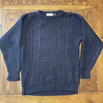 Jamie Burns Medium Donegal II Hand Loom Irish Cable Knit Sweater Blue Ireland • $39.95