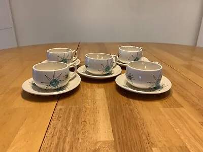Franciscan • Starburst  • Cup & Saucers • Set Of Five • Immaculate! • $85