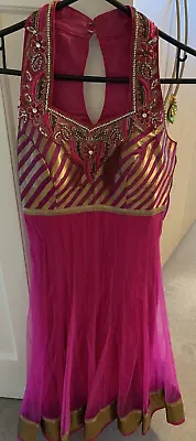 £14.99 • Buy Pink Punjabi Anarkali Indian Dress Suit - Halter Neck - Net