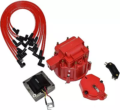 $54.99 • Buy Chevy SBC 262 283 302 350 HEI Distributor Tune Up Kit & 8.0mm Spark Plug Wires