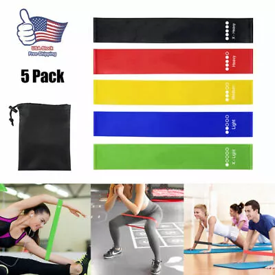 5X Resistance Fitness Yoga Band Strap Loop Elastic Gym Excercise Workout 5-40LB • $9.99