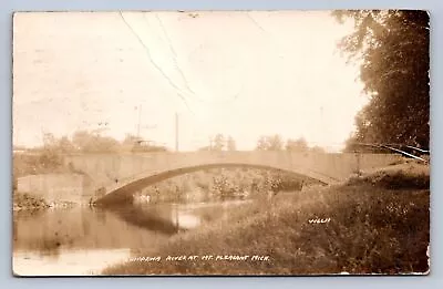 J97/ Mt Pleasant Michigan RPPC Postcard C1910 Chippewa River Arch Bridge 419 • $25.30