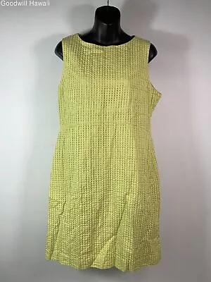 MICHAEL KORS Yellow/Green Zipper Cotton Dress Women - Size L 12 • $9.99