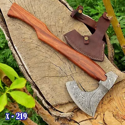 Custom Made Damascus Steel Viking Bearded Camping Hatchet Tomahawk Axe • $71.95