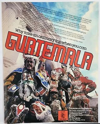 1977 Guatemala Tourism Vintage Print Ad Poster Man Cave Art Deco 70's • $10.88