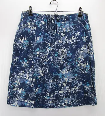 Eddie Bauer Skirt Women Small Blue A-Line Floral Cottage Core Drawstring Lined • £18.04