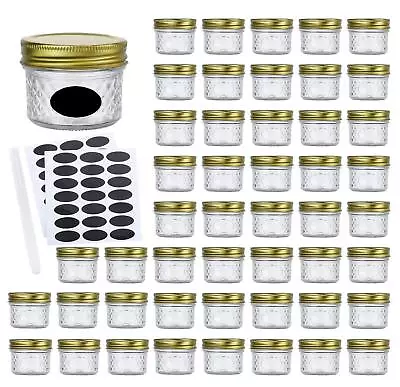 4Oz Glass Jars With Regular LidsMini Wide Mouth Mason JarsClear Small Canning • $38.84