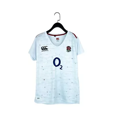 Canterbury Official Women's Rugby White Short Sleeve Jersey Top - Size 16 • £9.60