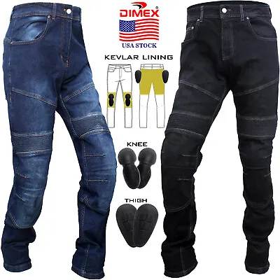Mens Armoured Motorcycle Denim Jeans Motorbike Pant Trousers Lined With Kevlar • $89.99