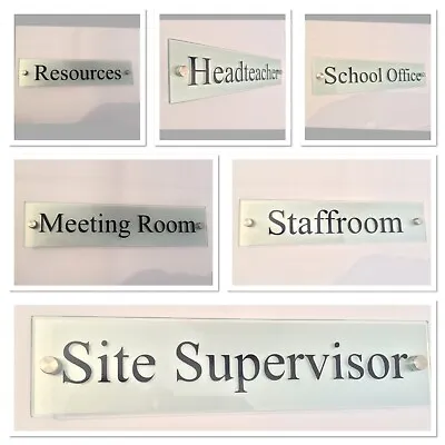 Office Door Plaque School Signage Modern Glass Acrylic Stand Off Wall Signage • £9.99