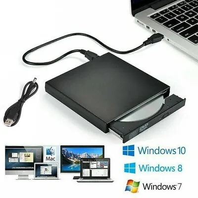 £10.45 • Buy USB External DVD CD Hard Disc Burner Player Reader Optical Drive For PC Laptop