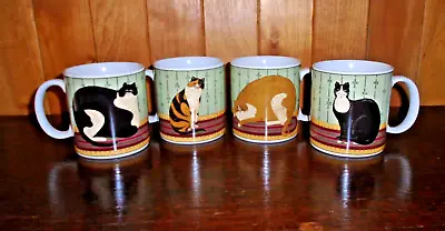 4 VTG Sakura Warren Kimble Cat Collection Coffee Mugs Black White Calico Orange • $28