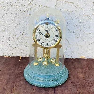 Vintage 8 Inch Tall Quartz Anniversary Clock With Marble Base Works Fine #0957 • $85