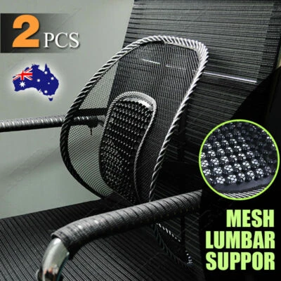 $21.93 • Buy 2x Mesh Back Rest Lumbar Support Office Chair Van Car Seat Home Pillow Cushion