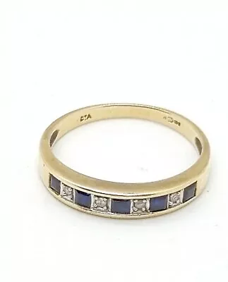 9ct Gold Sapphire And Diamond Ring. Size M • $212.94