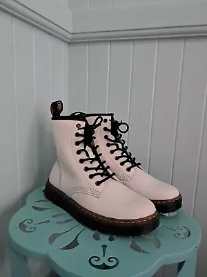 Dr Marten's Zavala Womens 8 Mens 7 White Leather Combat Boots Air Wair • $39.99