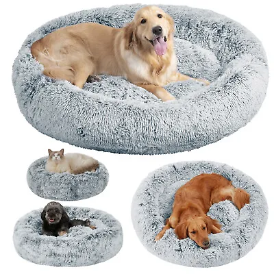 £10.99 • Buy Jumbo Anti-anxiety Dogs Cats Calming Bed Comfy Warm Orthopedic Round Nest Donut 