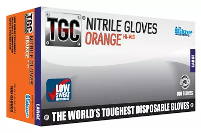 TGC Workgear Orange Nitrile Gloves - 100pk - Large - 160033 • $42.95
