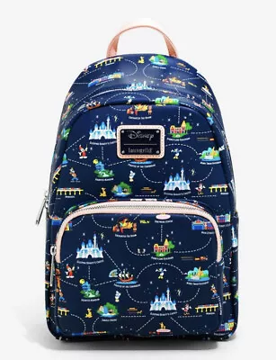 Loungefly Disneyland 65th Anniversary Attractions Map 2-in-1 Mini Backpack💙NWT • $89