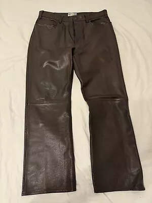 Vintage Gap  Leather Pants Mens 36x30 Brown Motorcycle Y2K May 2000 READ • $155