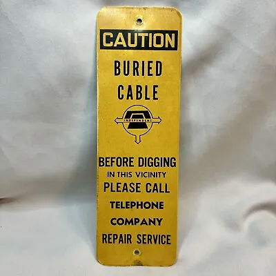 Vintage Independent Telephone Warning Underground Cables Metal Sign 1980’s • $45