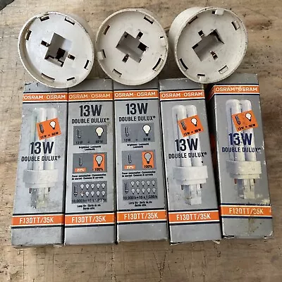 5 Osram 13W Double Dulux Bulbs And 3 Adapters - F13DTT/35K • $14.99