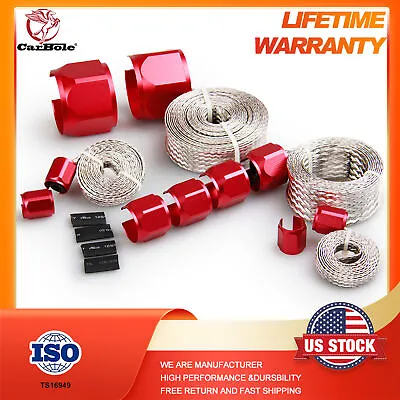 $24.92 • Buy Braided Stainless Steel Vacuum/Fuel/Radiator/Oil Line Dress Up Hose Cover Red