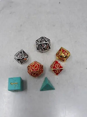 Set Of 7 Assorted Polyhedral Metal Dice For D&d Dungeons Dragons • $15