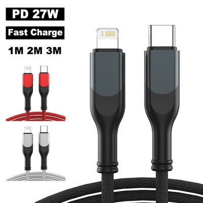 $3.96 • Buy 3ft 6ft 10ft PD 27W USB C To IPhone 14 13 12 11 Type C Fast Charge Charger Cable