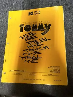 Data East THE WHO’S TOMMY Pinball Machine Manual - Good Used Original • $24.99