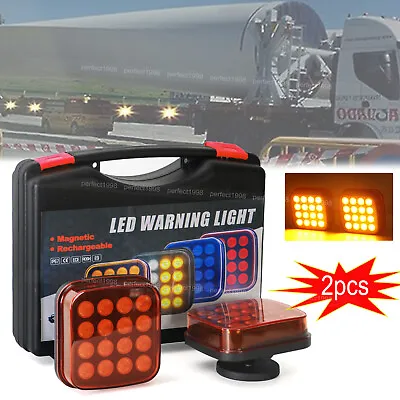 Magnetic Wireless LED Tow Towing Trailer Rear Tail Lights USB Battery OperatedX2 • $48.99