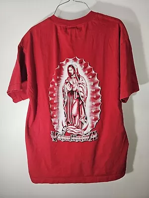 Y2K Virgen Morena Mother Mary Latin Art T-shirt Sz L BACK PRINT ONLY • $18