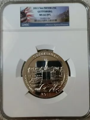 2011 5 Oz ATB Gettysburg Silver Coin NGC MS-66 DPL • $250