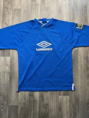 Umbro Pro Training T Shirt Top Size M Short Sleeve Blue & White • £9.99