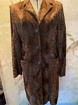 Charles Gray London Faux Cheetah Coat Cotton/Rayon Vintage Medium • $39