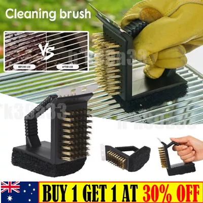 BBQ Grill Brush Scraper Barbecue Cleaning Stainless Steel Cleaner Scrubber Tool • $12.39