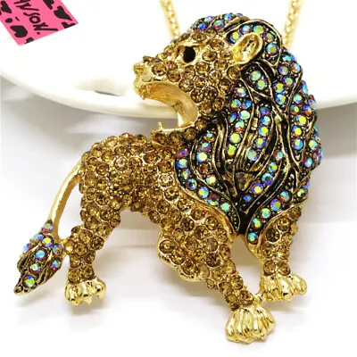 Fashion Yellow Vintage Lion Crystal Rhinestone Jewelry Pendant Necklace Gift • $3.95