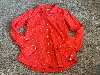 J Crew Shirt Womens Medium Anchor Pattern Button Up Long Sleeve Blouse • $14.99