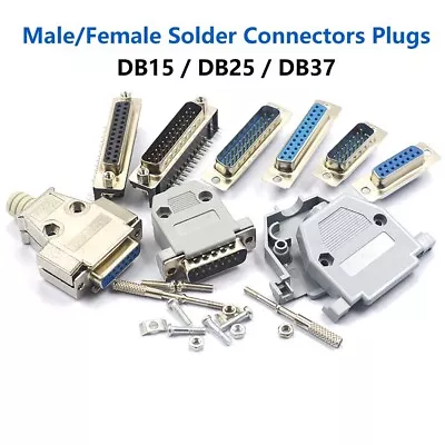 DB15/25/37 Pin D-Sub Female/Male Solder Type Connector + Metal/Plastic Shell • £54.90