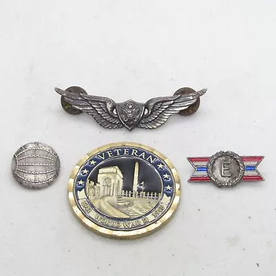 Collectible Military Memorabilia Sterling Silver Pins & Challenge Coin K3563 • $49.95