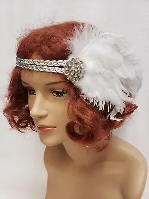Womens Flapper Headpiece Head Band Feathers And Rhinestones NEW • $4.99