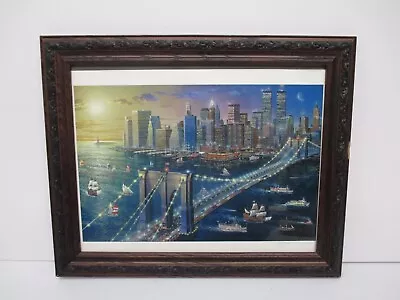 Alexander Chen Brooklyn Bridge Signed 1757/2250 Seriolithograph NYC Skyline • $159.95