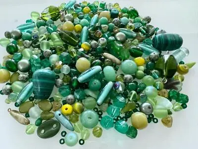 Vintage All Glass GREENS Quarter Pound Beads Mix • $8