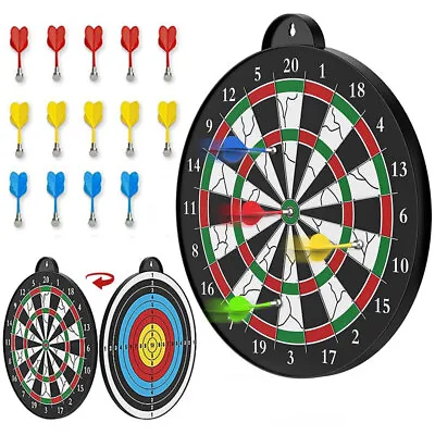 17.75'' Magnetic Double Sided Safe Dart Board Kids Game Xmas Gift With 14 Darts • $22.99