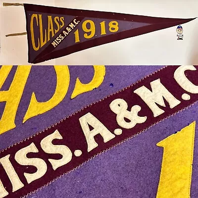 MASSIVE 1918 Mississippi State College University Bulldogs A&MC Pennant 16.5x46 • $99.95