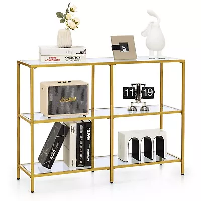 £55.99 • Buy 3-Tier Glass Console Table Sofa Side Table Storage Shelf Hallway Display Rack