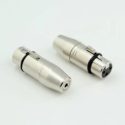 2 Pcs Metal XLR 3 Pin Female Plug To 3.5mm Female Adaptor Converter Connector UK • £9.03