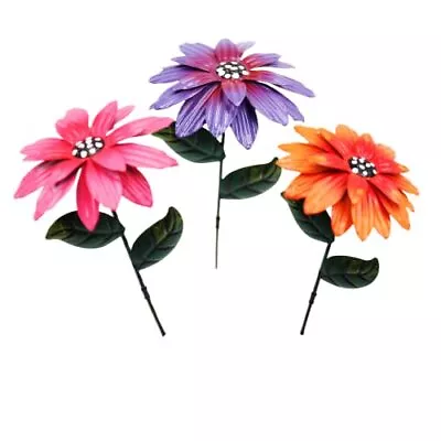 3pcs/set Metal Daylily Flower Garden Stakesmetal Flowers Outdoor Decor Stake Yar • $19.98