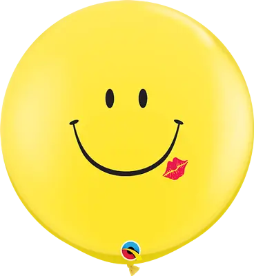 DISCONTINUED Qualatex 36  Yellow Smile And Kiss Latex Balloon  • $19.99